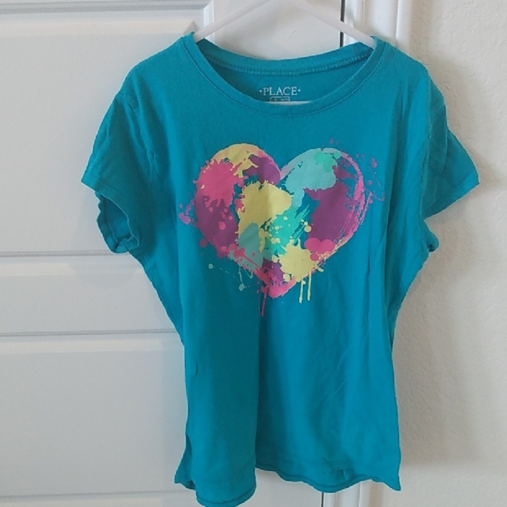 The Children's Place Girls' Teal Heart Graphic Tee